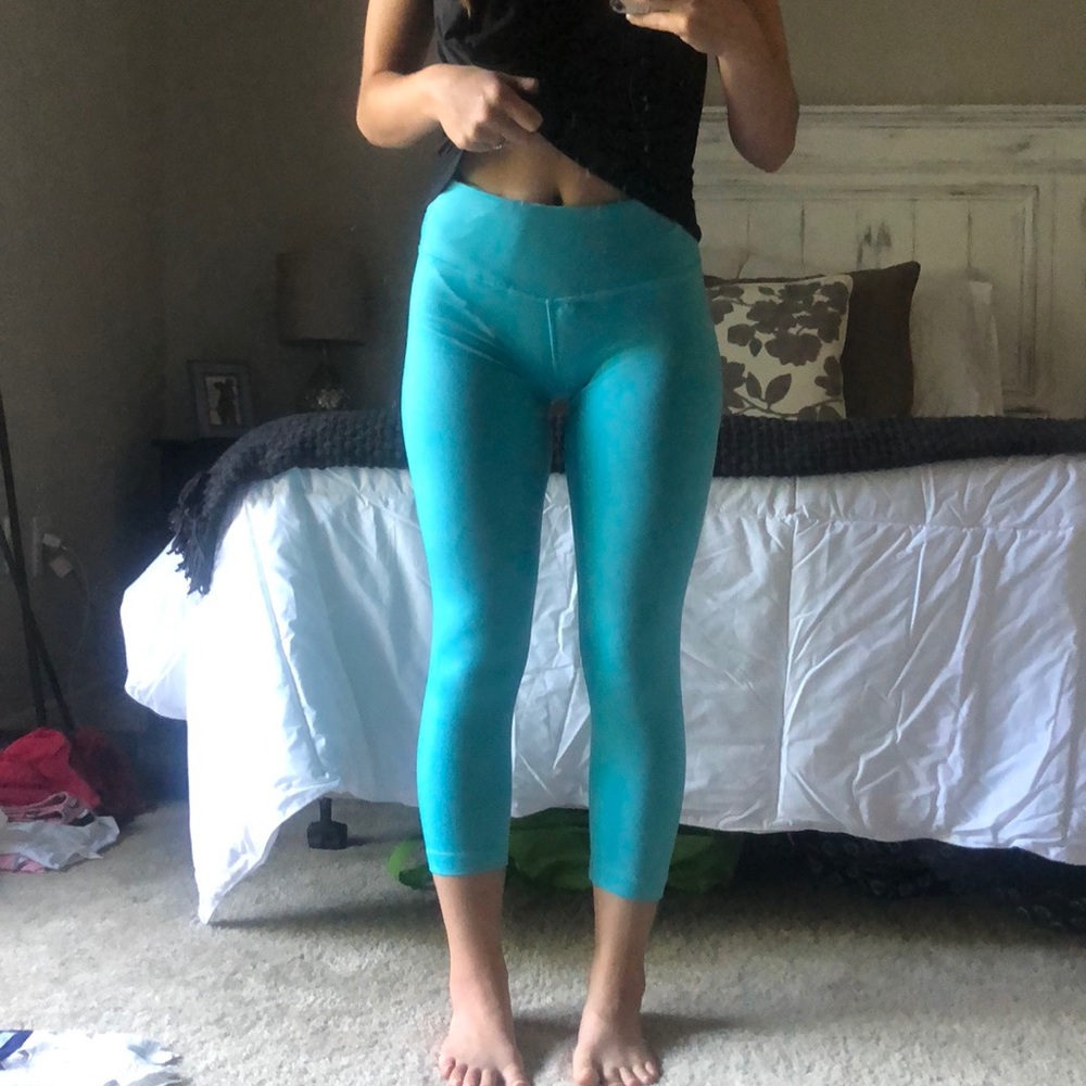 Blue Cutoff Leggings